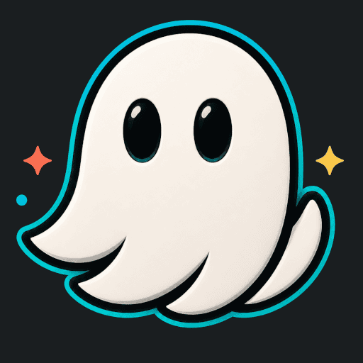 Eerie ghost cartoon illustration for paranormal radio station branding and spooky podcast themes.